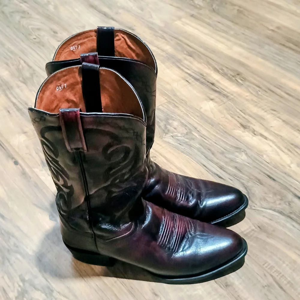 SOLD Vintage Y2K Men's Classic Western Dan Post Cowboy Leather Boots - Picture 1 of 6